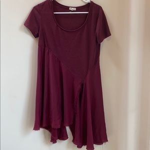 Silence & noise asymmetrical flowy top raw hem